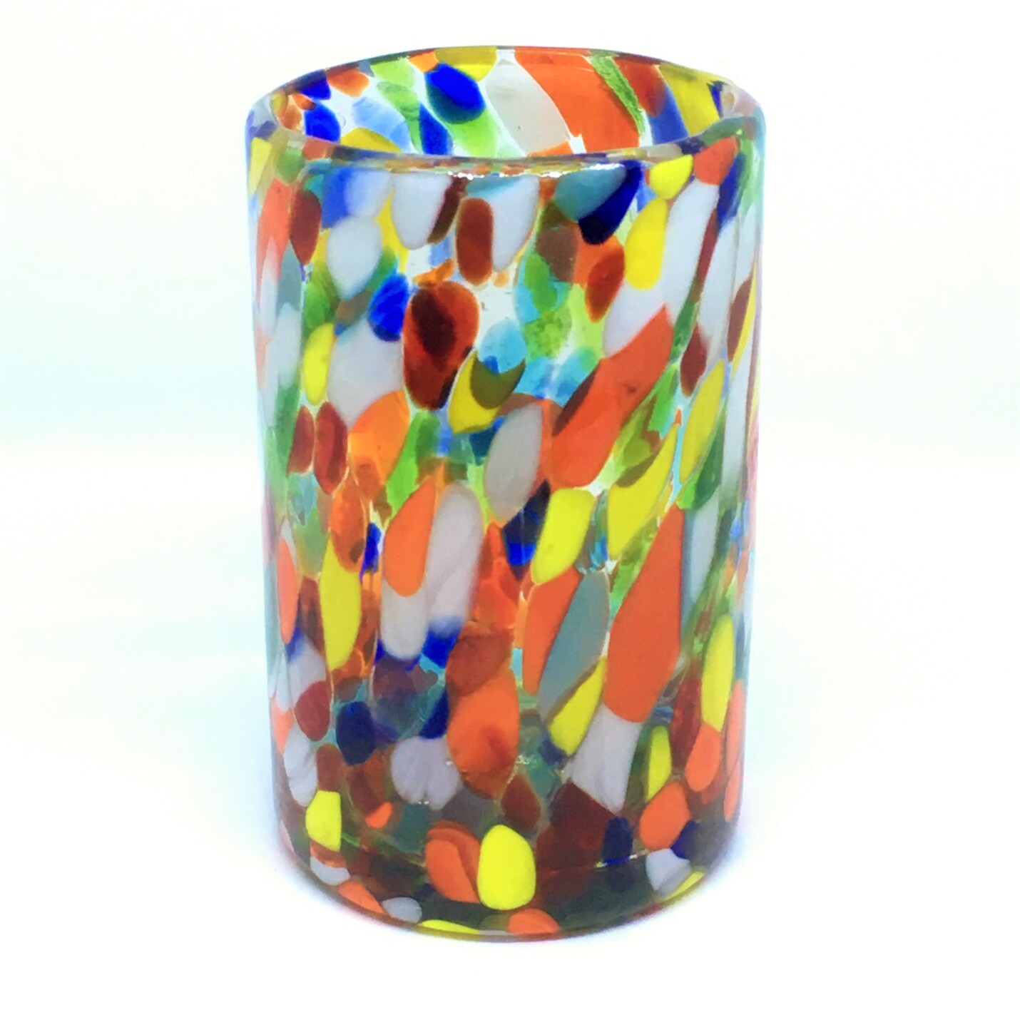 Vasos de Vidrio Soplado al Mayoreo / vasos grandes 'Confeti Carnaval' / Deje entrar a la primavera en su casa con éste colorido juego de vasos. El decorado con vidrio multicolor los hace resaltar en cualquier lugar.